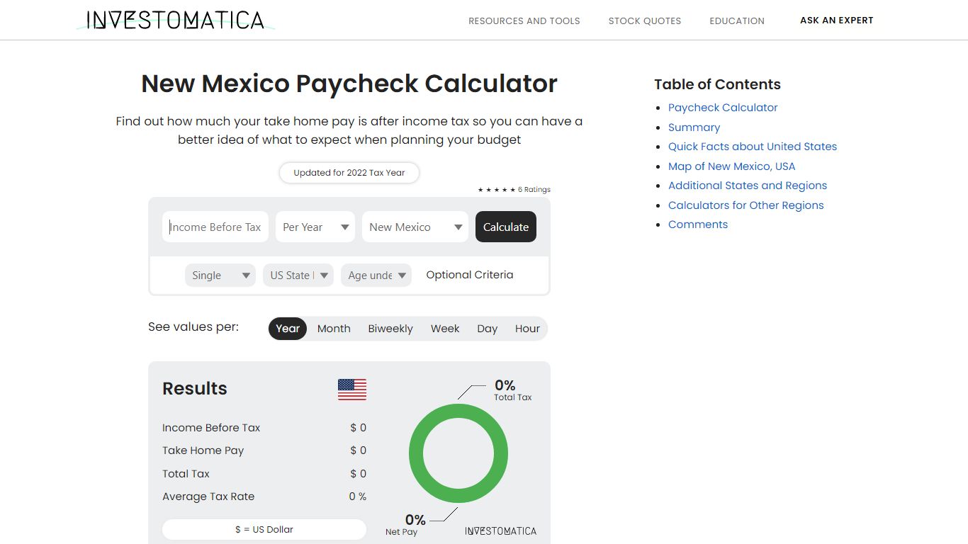 New Mexico Paycheck Calculator 2022 with Income Tax Brackets